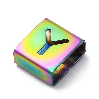 Ion Plating(IP) 304 Stainless Steel Square Slide Charms STAS-L132-21Y-M-1
