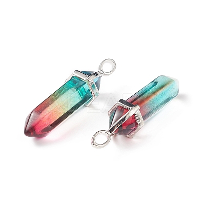 Faceted Bullet Glass Pointed Pendants KK-E282-01P-06-1