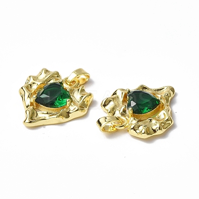 Brass Micro Pave Cubic Zirconia Pendants KK-P223-51G-02-1