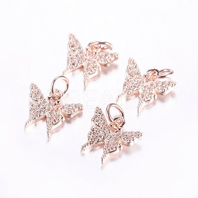 Long-Lasting Plated Brass Micro Pave Cubic Zirconia Charms ZIRC-F069-32RG-1
