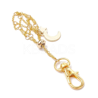 Moon Alloy Swivel Lobster Claw Clasps & Brass Cable Chains AJEW-JB01336-02-1
