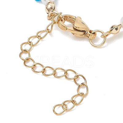 Natural White Shell Star & Glass Seed Beaded Bracelets for Women BJEW-JB13282-1