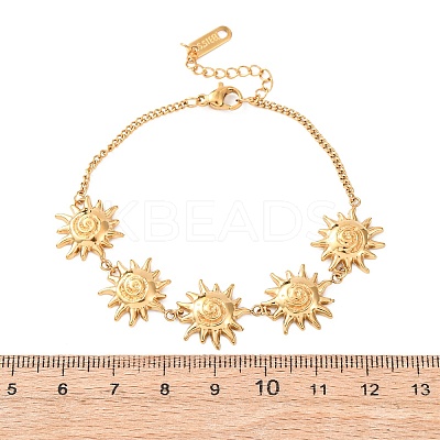 Textured 304 Stainless Steel Sun Link Bracelets BJEW-K293-06A-G-1