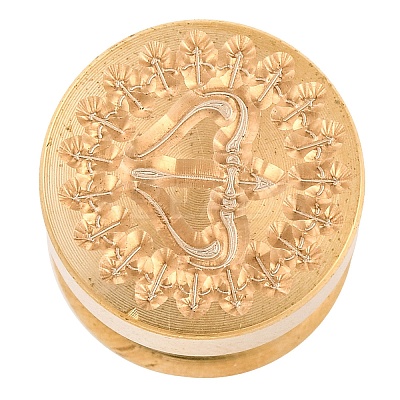 Golden Tone Round Wax Seal Brass Stamp Heads AJEW-S087-02G-06-1