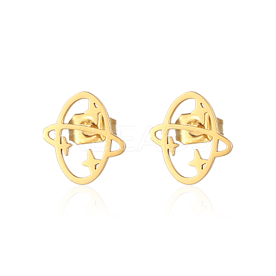 Sweet 304 Stainless Steel Flat Planet Earrings for Daily Wear XN2205-1-1