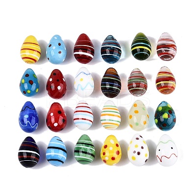 24Pcs Handmade Lampwork Egg Display Decorations LAMP-N034-29-1