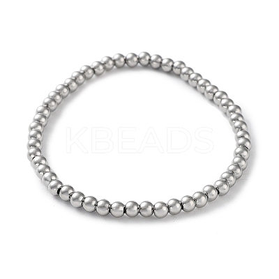 Non-Tarnish 316 Surgical Stainless Steel Round Beaded Stretch Bracelets LS-BJEW-M305-01B-P-1
