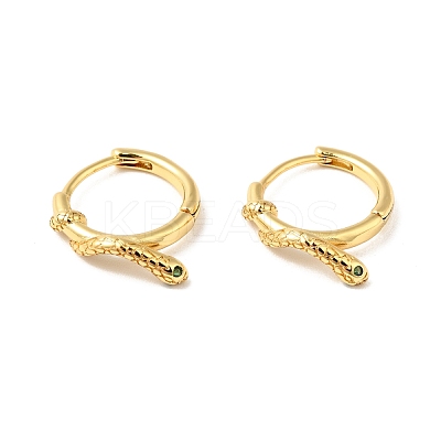 Green Cubic Zirconia Snake Hoop Earrings EJEW-G312-12G-1