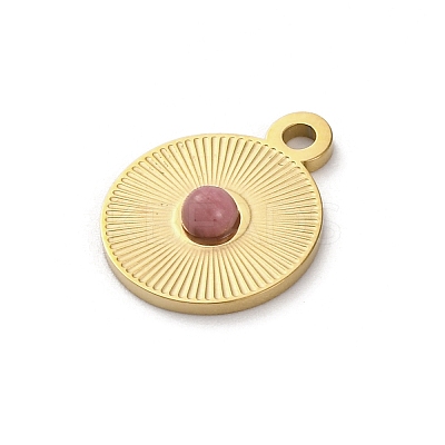 Real 14K Gold Plated Natural Rhodonite Pendants STAS-R005-05G-03-1