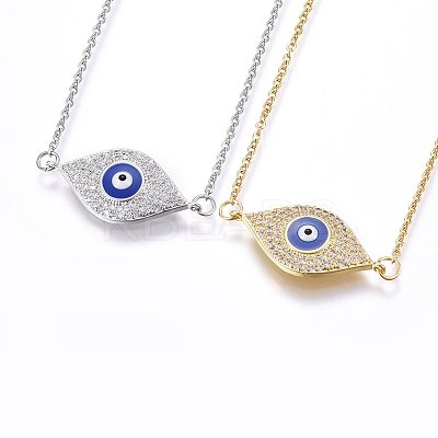 Brass Micro Pave Cubic Zirconia Pendant Necklaces NJEW-L146-06-1