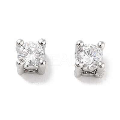 Brass Micro with Single Clear Zirconia Beads KK-C051-30P-1