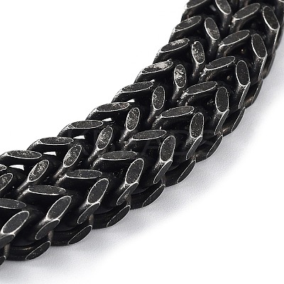 304 Stainless Steel Skull Head Herringbone Chains Bracelets for Men & Women LS-BJEW-D031-29B-1