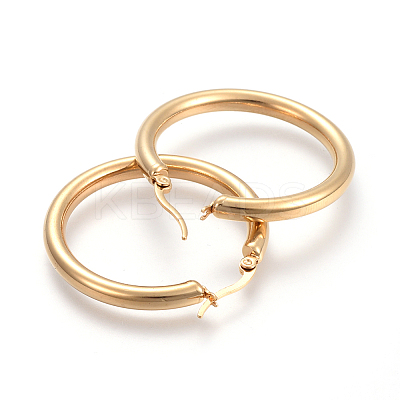 201 Stainless Steel Huggie Hoop Earrings with 304 Stainless Steel Pins EJEW-YW0001-08-G-1