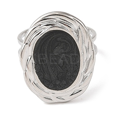 304 Stainless Steel Enamel Open Cuff Rings for Women RJEW-F166-47P-01-1