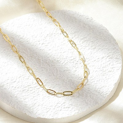 Brass Paperclip Chain Necklaces X-NJEW-A042-17G-02-1