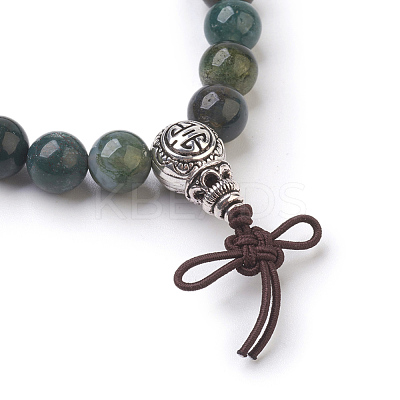 Natural Round Indian Agate Stretch Bracelets BJEW-JB03845-04-1