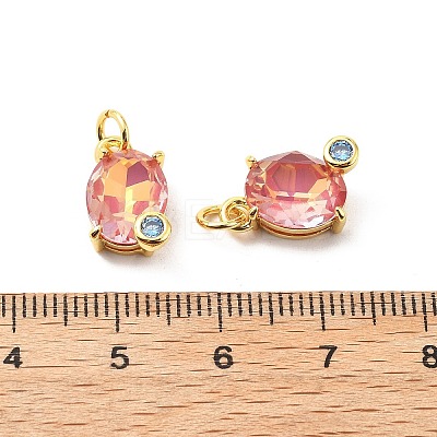 Oval Brass Micro Pave Cubic Zirconia Pendants KK-L237-020G-03-1