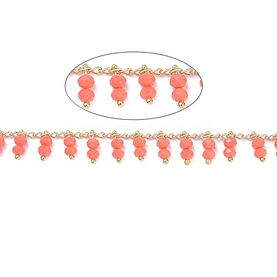 3.28 Feet Handmade Glass Beaded Chains X-CHC-I006-16G-1