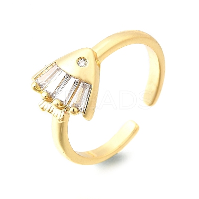 Ocean Theme Brass Micro Pave Cubic Zirconia Cuff Rings for Women LS-RJEW-F184-17D-G-1