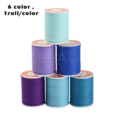 6 Rolls 6 Colors Round Waxed Polyester Cord YC-YW0001-07A-1