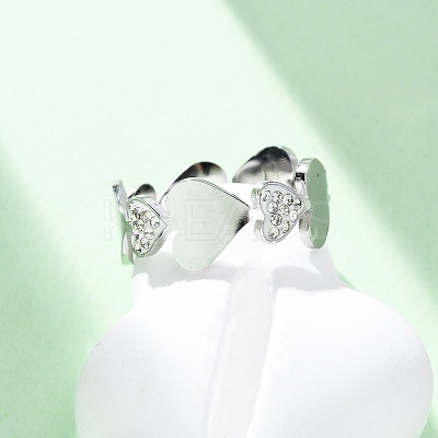 304 Stainless Steel with Rhinestone Finger Rings RJEW-Q020-15P-1