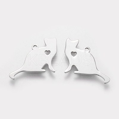Non-Tarnish 304 Stainless Steel Kitten Pendants LS-STAS-Q201-T440-1