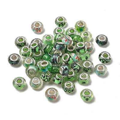 Printed Transparent Resin European Beads RESI-C063-03J-1