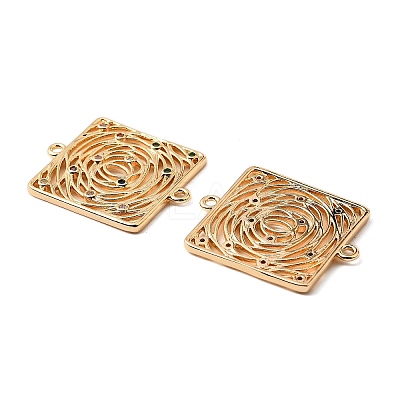 Brass Micro Pave Colorful Cubic Zirconia Hollow Connector Charms KK-K351-58C-G-1