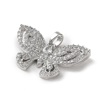 Brass Micro Pave Cubic Zirconia Pendants KK-P320-03A-P-1