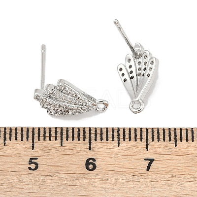 Brass Micro Pave Cubic Zirconia Stud Earring Findings LS-KK-Z094-13P-1