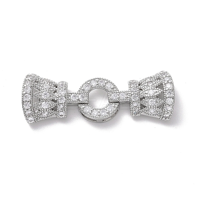 Eco-Friendly Rack Plating Brass Micro Pave Clear Cubic Zirconia Watch Band Clasps ZIRC-F843-28P-1