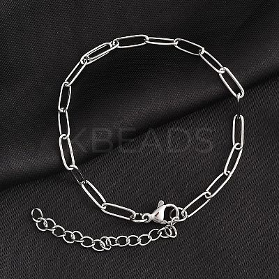 Tarnish Resistant 304 Stainless Steel Paperclip Chain Bracelet for Men Women BJEW-E031-03P-05-1