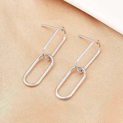 Oval 316 Stainless Steel Dangle Stud Earrings EJEW-D339-04P-1