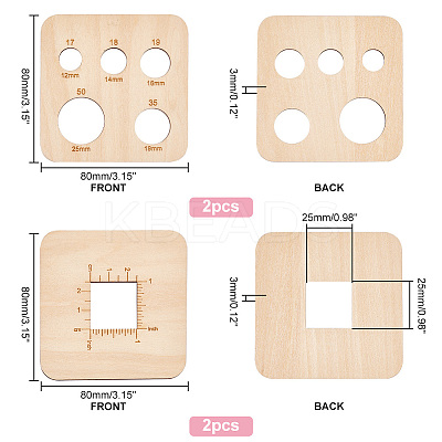 4Pcs 2 Style Wood Knitting Needle Gauge WOOD-PH0009-55-1
