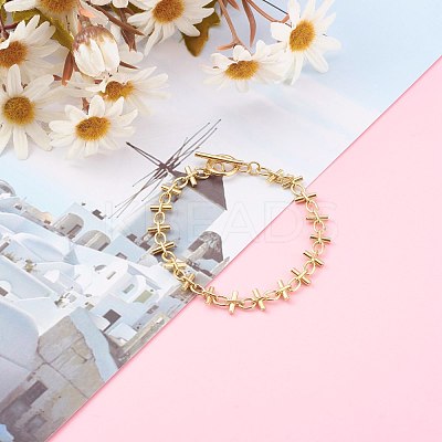 Brass Bar Link Chain Bracelets X-BJEW-JB06004-1