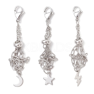 3Pcs 304 Stainless Steel Macrame Pouch Empty Stone Holder Pendant Decorations HJEW-JM04380-02-1