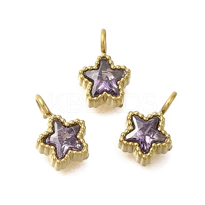 304 Stainless Steel Micro Pave Cubic Zirconia Charms STAS-U027-02G-03-1