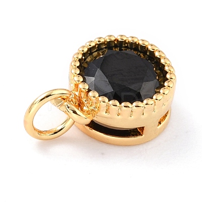 Real 18K Gold Plated Brass Inlaid Cubic Zirconia Charms ZIRC-L100-081G-04-1