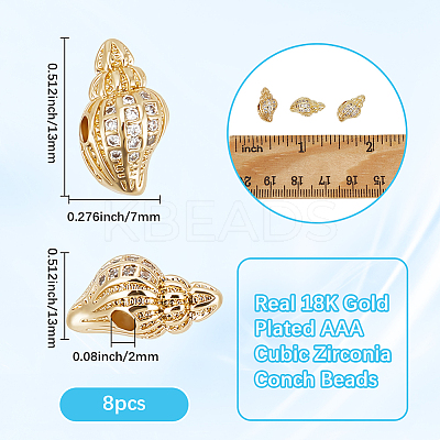 8Pcs Brass Micro Pave Grade AAA Cubic Zirconia Beads ZIRC-BBC0003-22-1