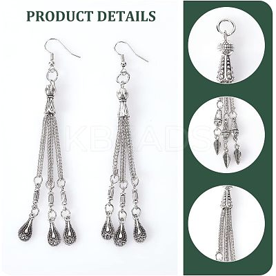 12Pcs 6 Style Tibetan Style Alloy Curb Chain Tassel Big Pendants FIND-CA0006-72-1