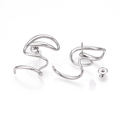 Non-Tarnish 304 Stainless Steel Snake Wrap Stud Earrings EJEW-B023-02P-1