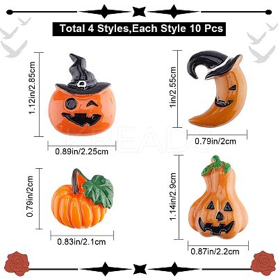 40Pcs 4 Styles Halloween Theme Opaque Resin Cabochons RESI-GF0001-09-1