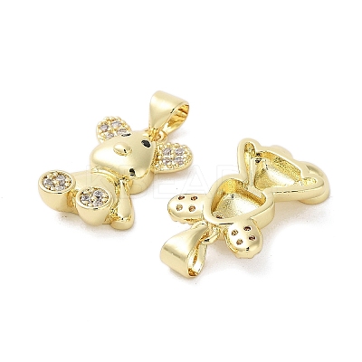 Rack Plating Bear Brass Micro Pave Cubic Zirconia Pendants KK-E102-06G-02-1
