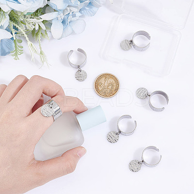 6Pcs 304 Stainless Steel Open Cuff Finger Rings RJEW-UN00009-1
