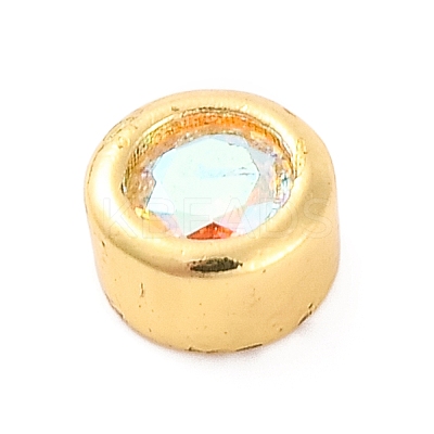 Rack Plating Flat Round Brass Micro Pave Cubic Zirconia Cabochons KK-F874-03G-08-1