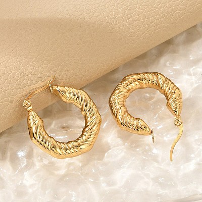 304 Stainless Steel Twist Hoop Earrings EJEW-Q011-02G-1