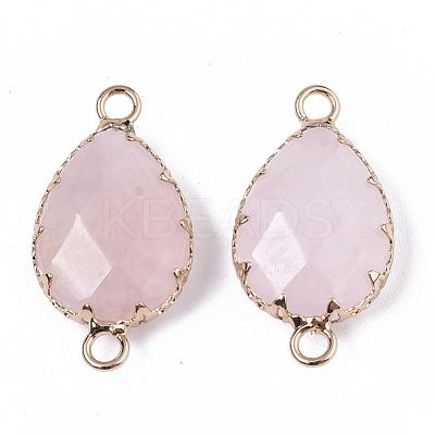 Natural Rose Quartz Links connectors G-T131-09I-1