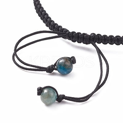 Round Natural Apatite Braided Bead Bracelet BJEW-TA00106-1