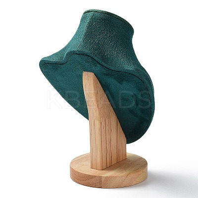 Velvet Bust Necklace Display Stands with Wooden Base LS-ODIS-Q041-02A-01-1
