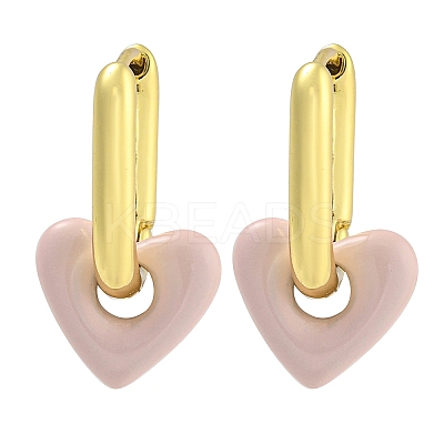 Rack Plating Heart Brass Enamel Hoop Earrings for Women EJEW-G410-66G-1